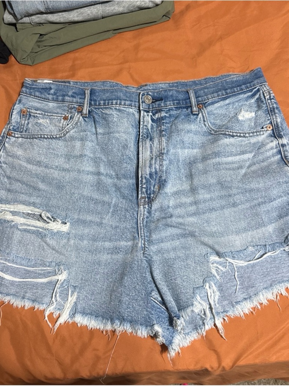 American Eagle Outfitters Light Blue Distressed Denim Cutoff Shorts